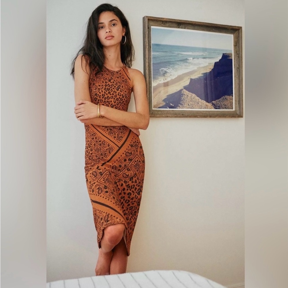 Farm Rio Alyse Brown Midi Dress - Size S